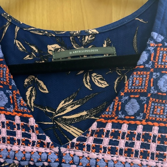 Anthropologie Blue and Pink Floral Blouse size medium - Picture 2 of 3